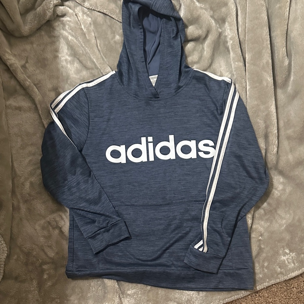 Adidas Navy Hoodie with White Stripes